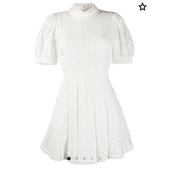 white christmas dresses White Cotton Broderie Mini Dress – self-portrait-EU main image 1